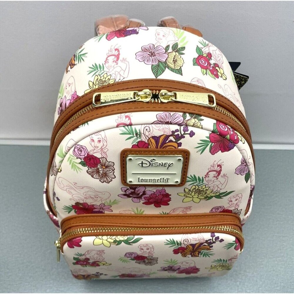 LOUNGEFLY DISNEY PRINCESS FLOWERS MINI BACKPACK - Picture 9 of 15
